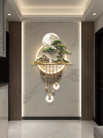 Art mural LED de luxe moderne 3D pin arbre lune vente en gros acrylique matériel lumineux paysage aquarelle papier Base décor peinture