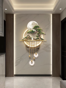 Moderno di lusso LED da parete arte 3D pino luna <span class=keywords><strong>all</strong></span>'ingrosso materiale acrilico luminoso paesaggio acquarello Base di carta pittura decorativa - Product Image 2