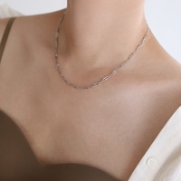 Collier empilable en acier inoxydable plaqué or 18 carats et argent, avec chaîne trombone à facettes simples, superposée, pour femme - Vente chaude