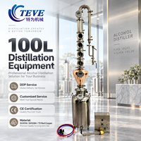 Alambic électrique 100L en cuivre avec dôme, jauge de niveau, colonne et affichage numérique de la température pour la distillation de whisky et de vodka