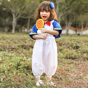 Pantalon à bretelles blanc pour enfants XJ Baby Duck, costume de <span class=keywords><strong>marin</strong></span> bleu marine pour Halloween, tenue de personnage d'anime canard - Product Image 3