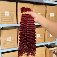 Cheveux Humains Bouclés Profonds en Vrac pour Tressage, Sans Tissage, Lot de Cheveux pour Tresses Boho, 100 % Péruviens Afro Kinky en Vrac Extensions