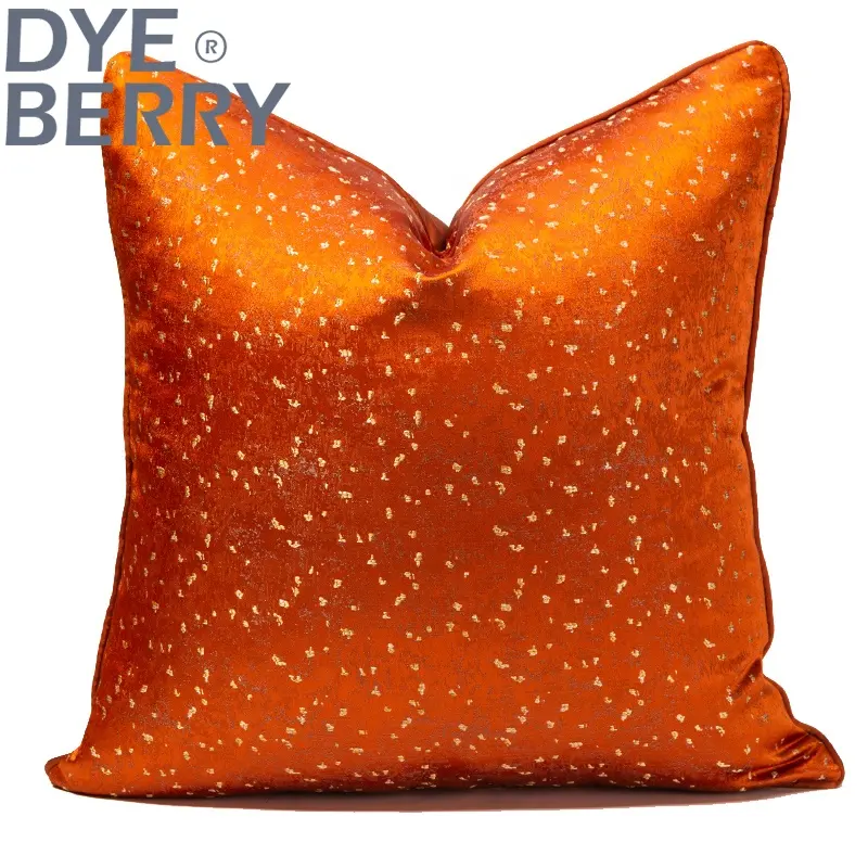 Dyeberry Orange Red Flash Mottled Texture Modern Luxury American Style Jacquard Cushion Cover For Living Room
