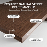 Bureau de direction haut de gamme en placage de noyer et cuir, table de travail modulaire extensible de luxe à design géométrique personnalisé pour PDG