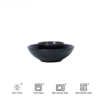 Assiette et bol en céramique bon marché en porcelaine de service promotionnel bol de conception OEM avec deux couleurs noir et violet