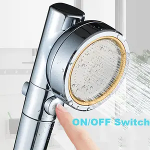 Rotatable High Pressure Water Saving Rainfall ABS Handheld Shower Head With 1 Key Water Stop Function