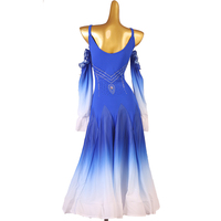 Robe de concours de danse de salon moderne haut de gamme Q399 en polyester/rayonne pour adultes, grande jupe évasée