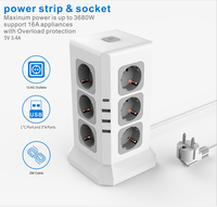Le dernier modèle de nouveau produit en vente prise standard européenne avec tour de commutation verticale 12 trous position EU Power Strip