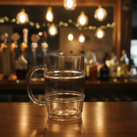Mug à bière artisanale en plastique transparent de 16 oz, 250 ml, 500 ml, avec logo personnalisé, design classique, durable, pour le camping