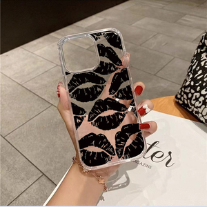 Cute Lady <span class=keywords><strong>Kiss</strong></span> Lips Print Design Clear PC TPU Funda de teléfono a prueba de golpes para iPhone 14 Pro Max 13 Funda dura - Product Image 2