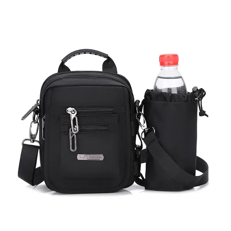 China Manufacture wholesale black mini cross body messenger bag men with Water bottle bag