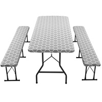 Vente en gros Impression personnalisée Bienvenue 90x28 pouces Vinyle ajusté Imperméable Couverture de table extérieure Couverture de table de pique-nique pour la fête