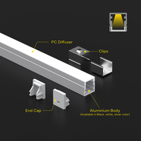Profilé en aluminium anodisé pour bande LED, montage en surface, profilé LED en aluminium, longueur 1M 2M 3M, kit