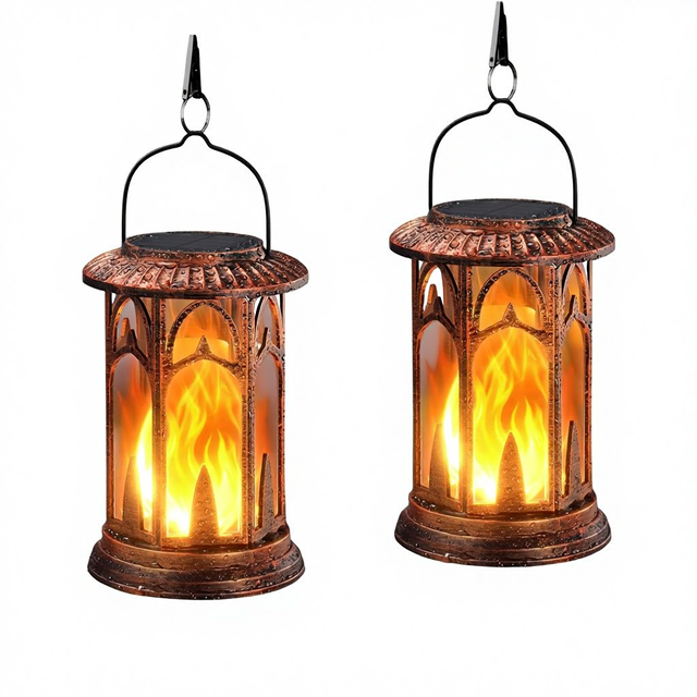 Hanging IP67 Solar Lantern Lamps Outdoor Waterproof Flickering Flame LED Garden Lights 360 Beam Angle for Yard Festival Decor
