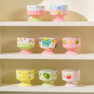 Nuevo creativo pintado a mano de dibujos animados postre desayuno maceta cerámica esmaltada moderna ecológica 301-400ml capacidad leche de avena - Product Image 1