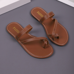 Sandali piatti da donna vintage marroni in <span class=keywords><strong>paglia</strong></span> e rafia, <span class=keywords><strong>infradito</strong></span> <span class=keywords><strong>con</strong></span> cinturino sottile incrociato e punta aperta traspirante - Product Image 6