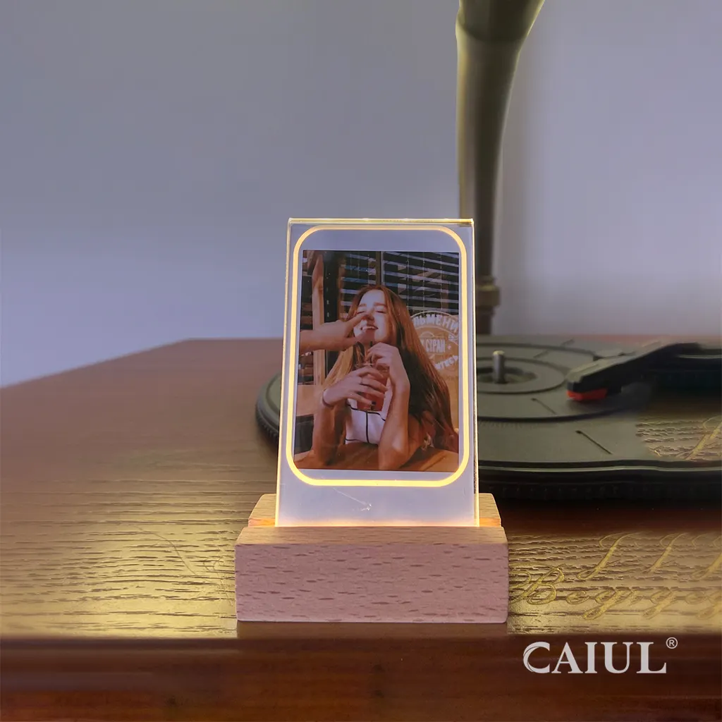 Nouveau support en bois lumineux Instax Mini cadre Photo Film avec support en contreplaqué cadre acrylique Led