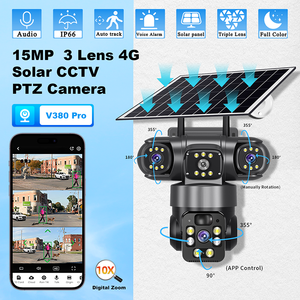 15MP năng lượng mặt trời thông minh Net máy ảnh V380 3 ống kính năng lượng mặt trời PTZ CCTV Mạng Máy ảnh 4G Thẻ Sim ba ống kính 15 mipels Pin an ninh máy ảnh - Product Image 2