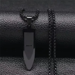 Collier à pendentif balle plaqué <span class=keywords><strong>or</strong></span> avec <span class=keywords><strong>croix</strong></span> <span class=keywords><strong>en</strong></span> acier inoxydable pour hommes, chaîne à maillons <span class=keywords><strong>en</strong></span> forme de bobine, fabricant <span class=keywords><strong>en</strong></span> gros - Product Image 2