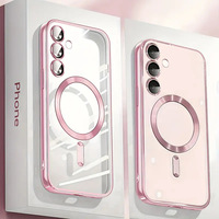 Étui de téléphone portable transparent souple avec anneau magnétique, motif CD, cadre antichoc en TPU, design luxueux électroplaqué