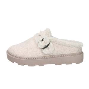 Pantoufles d'hiver pour femmes, beige, en fourrure, sabots d'intérieur, douces et confortables, chaussures de maison - Product Image 1