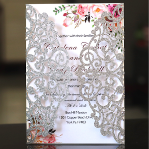 Designs personnalisés luxe élégant douche nuptiale découpé au laser papier poche invitations de mariage carte <span class=keywords><strong>enveloppe</strong></span> - Product Image 2