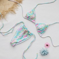TW 2026 Nouveau design personnalisé, imprimé, orné de strass, ensemble de micro bikini deux pièces, string taille basse, maillot de bain
