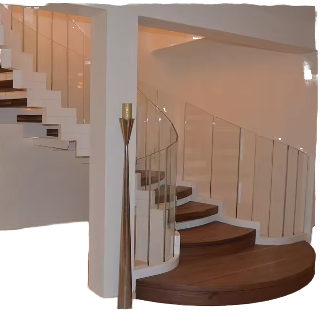 Modern Indoor Residential Curved Stairs with