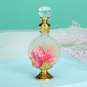 Botella de Perfume de Vidrio Esmerilado Plano de 10 ml, con Diseño de Loto Esmaltado, al por Mayor - Product Image 2