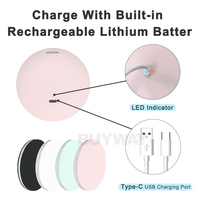 Round Compact LED Pocket Makeup Mirror, USB Rechargeable 1X/2X Magnifying Touch 3 Brightness Dimmable Travel Cosmetic Mirror