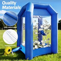 Cabine gonflable Cash Cube avec 2 souffleurs, machine à attraper l'argent, pour publicité commerciale et promotion d'événements, gonflage rapide (Bleu)