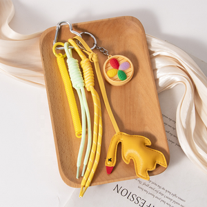 Creative and Cute Eco-Friendly Durable Y2K Leather Duck Keychain Pendant Food Weaving <b>Rope</b> Bag 2026 Wholesale - Product Image 3