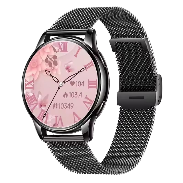 1.32 Inch AMOLED Screen IP67 Waterproof Women Smart Watch Heart Rate Monitor Android Silicone Strap Fitness Tracker