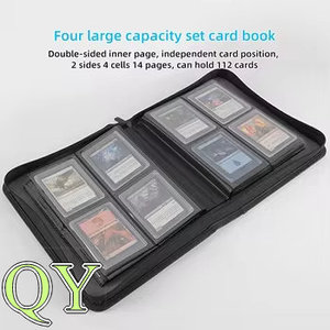 QY 4 Pocket Waterproof PU Trading <b>Card</b> <b>Binder</b> 128 Slot Collection Album with Removable Sleeves <b>Card</b> Holder - Product Image 2