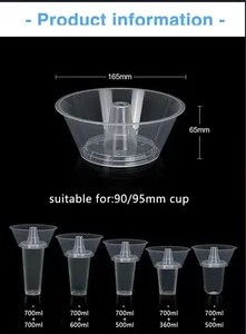 Fábrica 12oz 16oz 24oz 32oz PP taza de plástico con tazón en la parte superior 2 en 1 taza de aperitivos y bebidas con soporte para bandeja de tazón