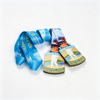 Médaille de marathon en bois personnalisée, imprimée UV, écologique, avec logo gravé au laser, pour cadeaux promotionnels et salons professionnels