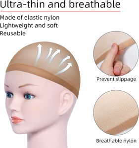 Vente en gros de bonnets de perruque HD personnalisés 2 pièces/sac, multicolores, extensibles, respirants, en nylon, pour femmes - Product Image 5