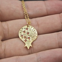 Collier pendentif judaïque en argent sterling 925 grenade rubis bijoux juifs