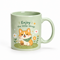 Op maat gemaakte pastelroze cartoon keramische mok met full colour print, hittetransferproces, Valentijnsdag cadeau voor koppels, bijpassende mokken
