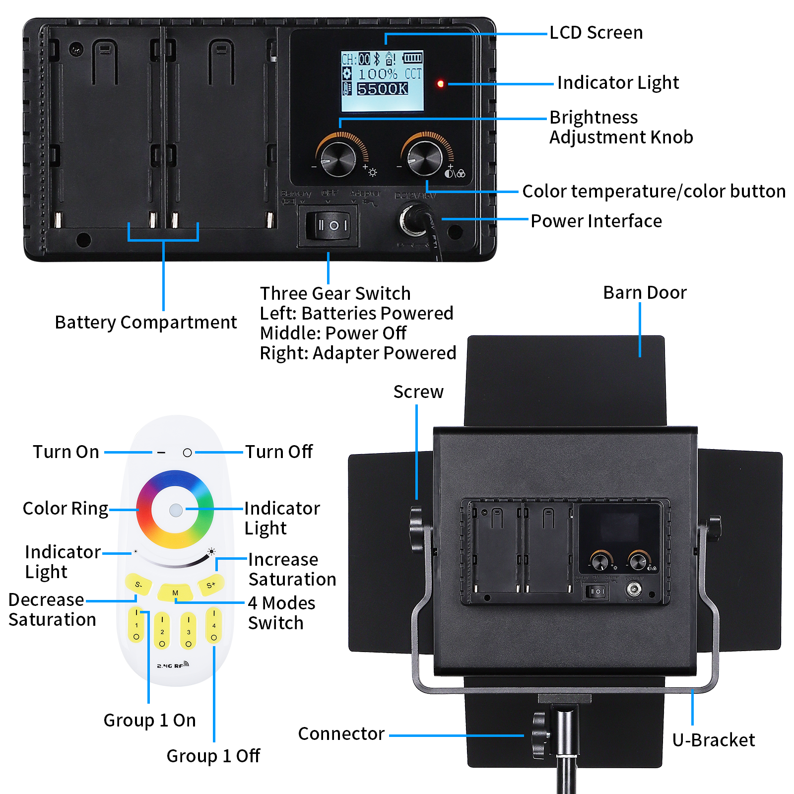 Travor L5000RP بطارية تعمل بالبطارية LED طقم إضاءة الاستوديو RGB لوحة فيديو ضوء الكاميرا معدات التصوير الفوتوغرافي أدى فيلم فيديو