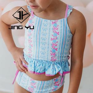 Traje de Baño de Diseñador, Traje de Baño de Dos Piezas con Estampado de Verano de Lujo, Bikini de Nailon Reciclado Personalizado para Niñas - Product Image 2