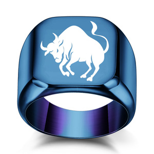 Anillo de Toro de Acero Inoxidable de 18 mm Cuadrado, Joyería de Moda para Hombre, Regalo del Zodiaco Animal - Product Image 5