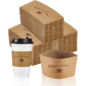 Funda de papel para vasos de café de 10-20 oz, reutilizable y aislante, para uso en cafeterías - Product Image 1