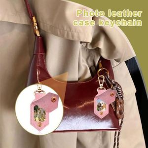 Portable Memorial Holder DIY Photo <b>Key</b> <b>Chain</b> with Custom Logo Embossed Hook Bag Charms Pendant Gift for Women & Pets - Product Image 2