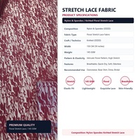 Tissu en dentelle extensible en nylon et élasthanne, léger et respirant, tissu tricoté pour vêtements de danse, robes, vêtements de mariage, vêtements pour enfants