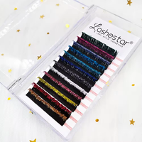 Extensions de cils à paillettes bleues de couleur rose vert noir jaune vente en gros en vrac