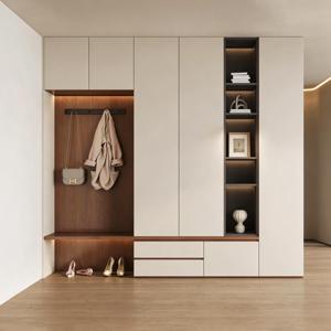 <span class=keywords><strong>Meuble</strong></span> à chaussures LED <span class=keywords><strong>avec</strong></span> banc, étagères ouvertes <span class=keywords><strong>et</strong></span> tiroirs, moderne, en noyer blanc, pour entrée - Product Image 1