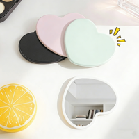 Custom Logo Pink Heart Shaped Compact Mirror Magnifying Pocket Makeup Mirror Cute Travel Vanity Hand Mirror for Purse Women