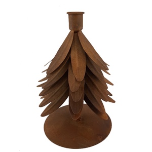 Bougeoir en métal poli couleur rouille Antique, support de bougie décorative de noël, design moderne, fait à la main - Product Image 1