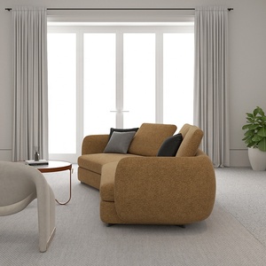 Luxury Fabric Curved Italian Modern Lounge Chaise Designer Curve Modular Sectional Boucle Couch Divandesign-9517 Curve Sectional - Product Image 3